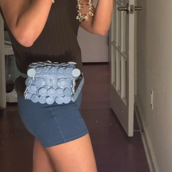 Paco Rabanne Iconic Disc Belt Bag – Powder Blue Leather - Picture 9 of 10